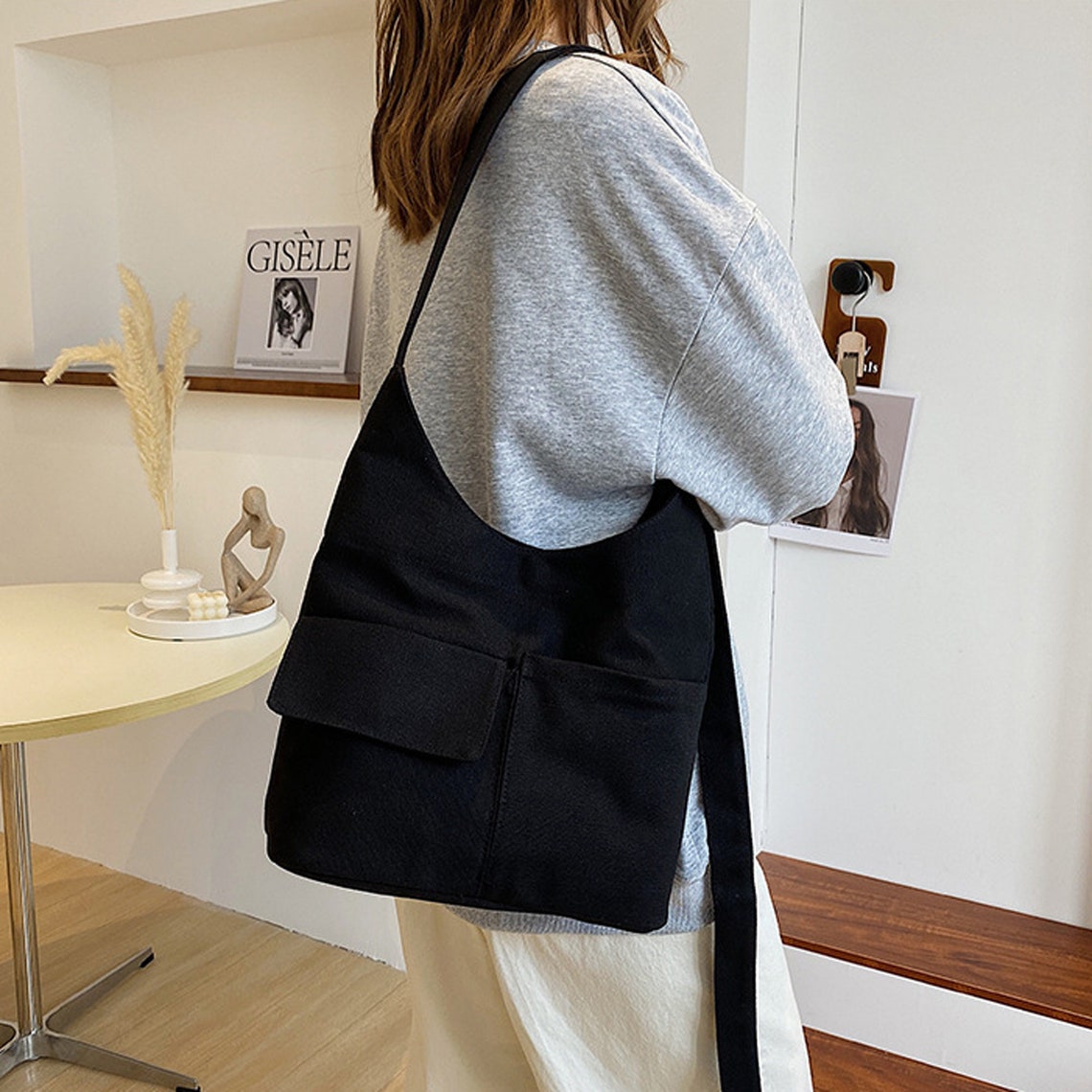 Japanese Original Multi-pocket Tote Canvas Bagsimple and - Etsy