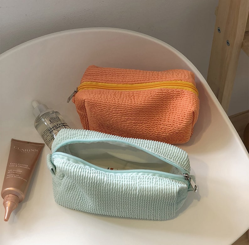 Make up Bag Terry Quilted Fabric Cosmetic Bag Cosmetic Bag Etsy