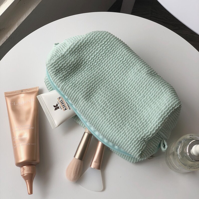 Make up Bag Terry Quilted Fabric Cosmetic Bag Cosmetic Bag Etsy