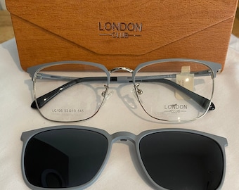 Accessories Sunglasses & Eyewear Glasses London Club LC93 C2 49x19x143 Nude acetate frame with dark grey polarised clip on 