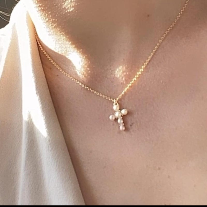 PEARL CROSS SCARF NECKLACE - WHAT’S HOT main image 0