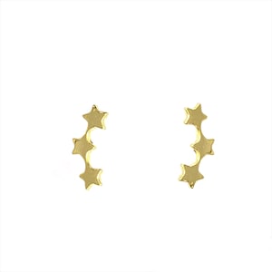 Star Cluster Stud Earrings, Star earrings, climber Earrings, minimalist Star earrings, Gold plated Star Earrings, Push Back Earrings.