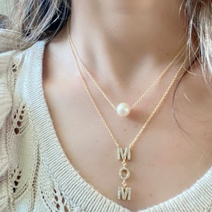 Freshwater Pearl Necklace: Dainty Sterling Silver Floating Pearl