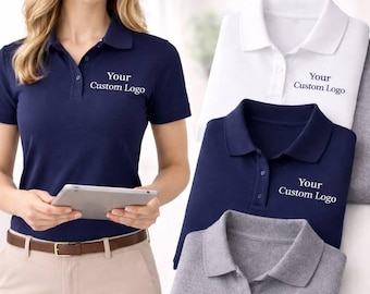 Individuell bestickte Damen-Poloshirts, Firmenuniformen, personalisierte Arbeitskleidung