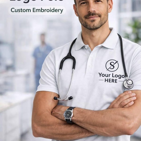 Custom Embroidered Medical Logo Polo Shirt, Healthcare Uniform Work Shirt