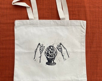 Crystal Ball Tote Bag | Summer Bags | Encouraging Gifts | Witchy Vibes | Canvas Tote Bag | Gifts for Magic Lovers | You'll Be Okay Tote