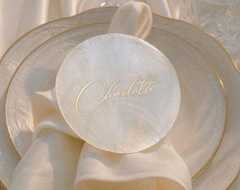 Capiz Shell Place Card, Wedding place card, Wedding decor, Wedding favors