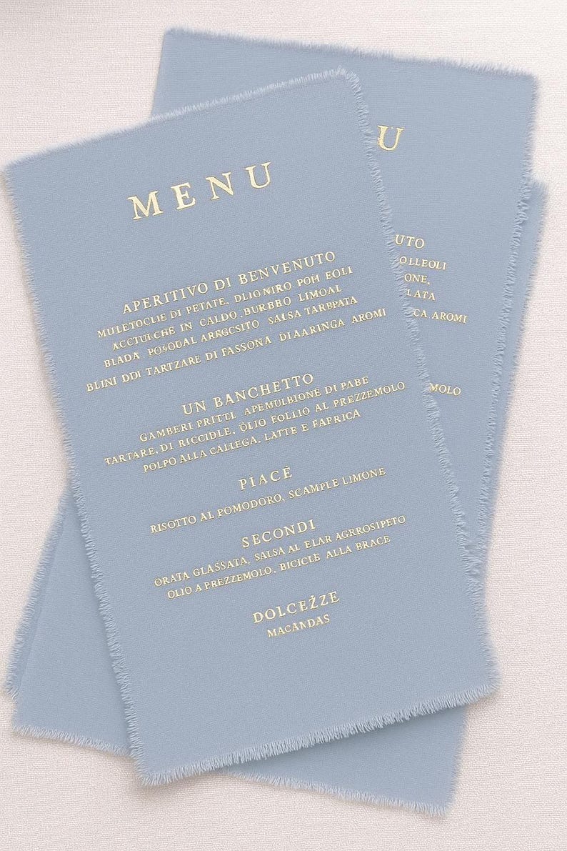 Rectangular Menus Printed Silk Menu, Gold Foil Letterpress Menu, Silver Foil Letterpress ...