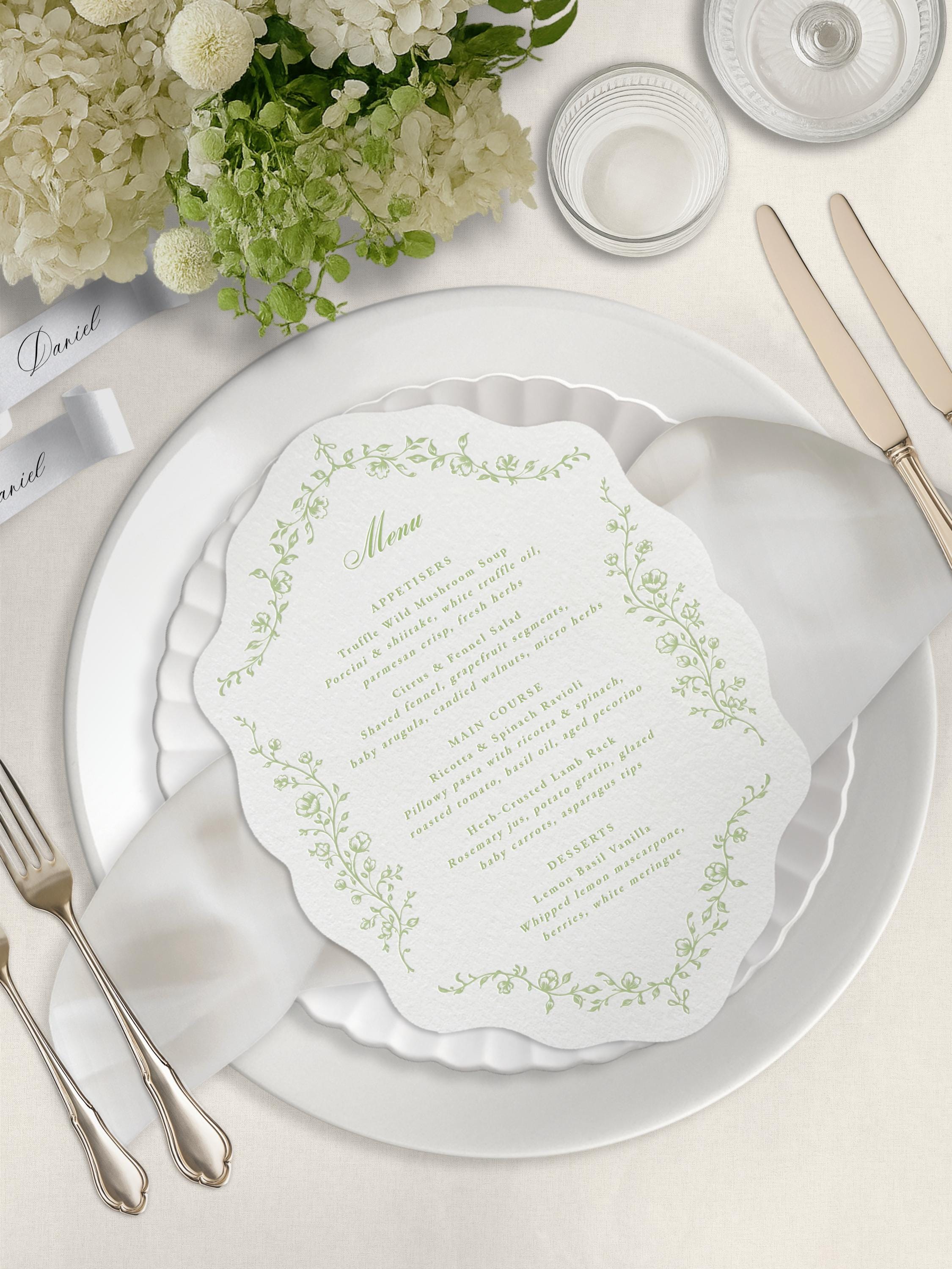 Letterpress Wedding Menu, Letterpress Menu, Custom Menu, Printed Menu ...