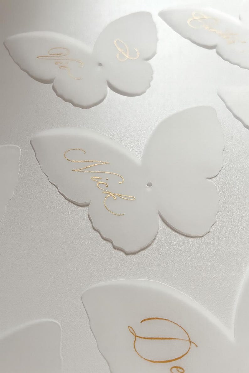 Custom Butterfly Place Card, Wedding place card, Gold calligraphy place card, Custom guest name card, Wedding name card, Wedding decor image 4
