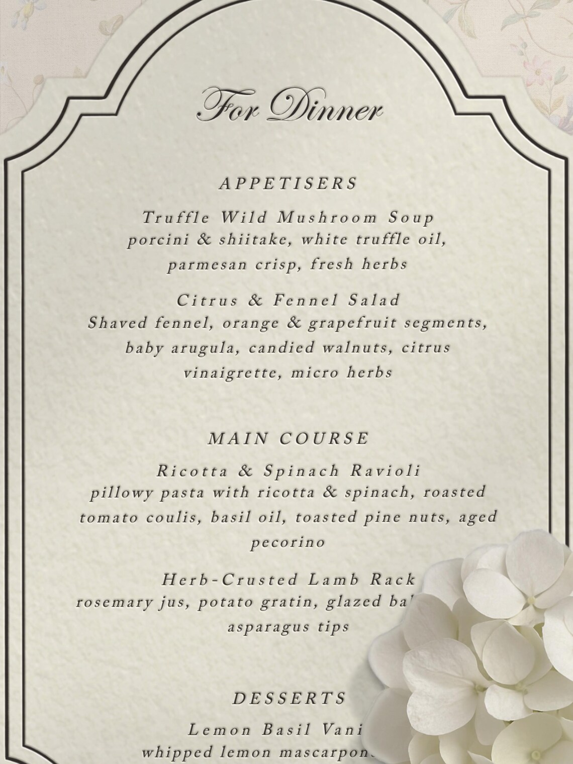 Menu Order Invite Die-cut Menu, Ornate Gold Foil Menu, Custom Invite, Custom Letterpress ...