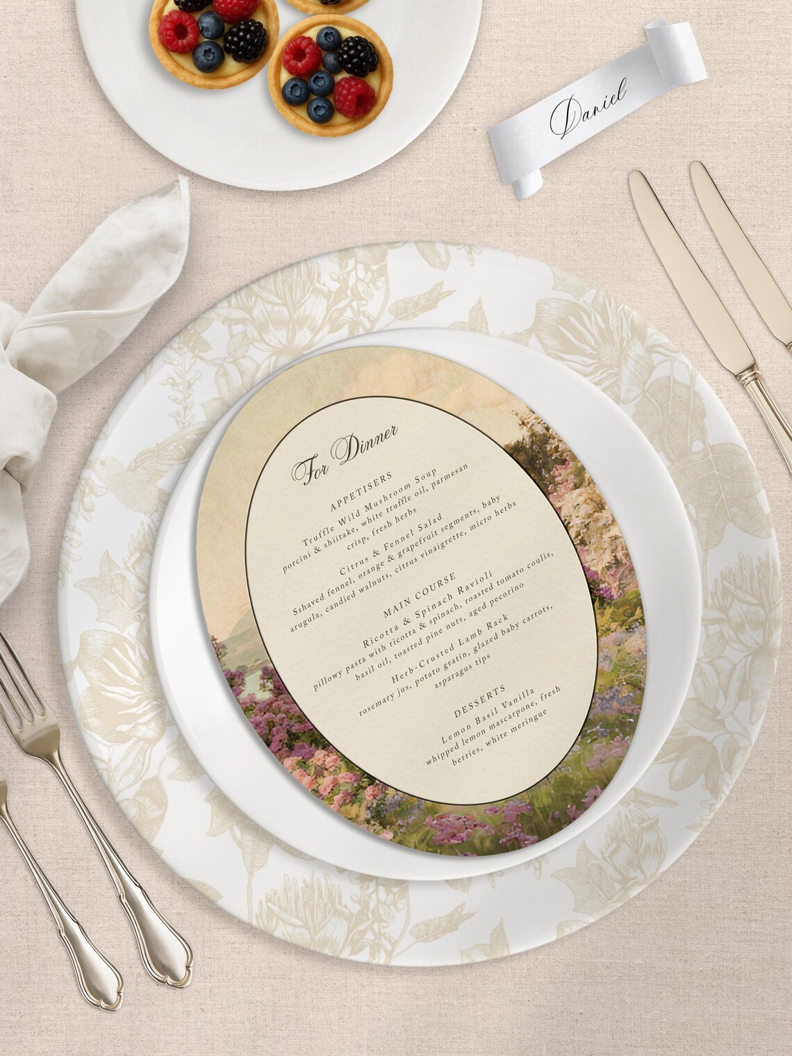 Custom Letterpress Menu, Printed Menu, Oval Menu, Wedding Menu, Custom ...