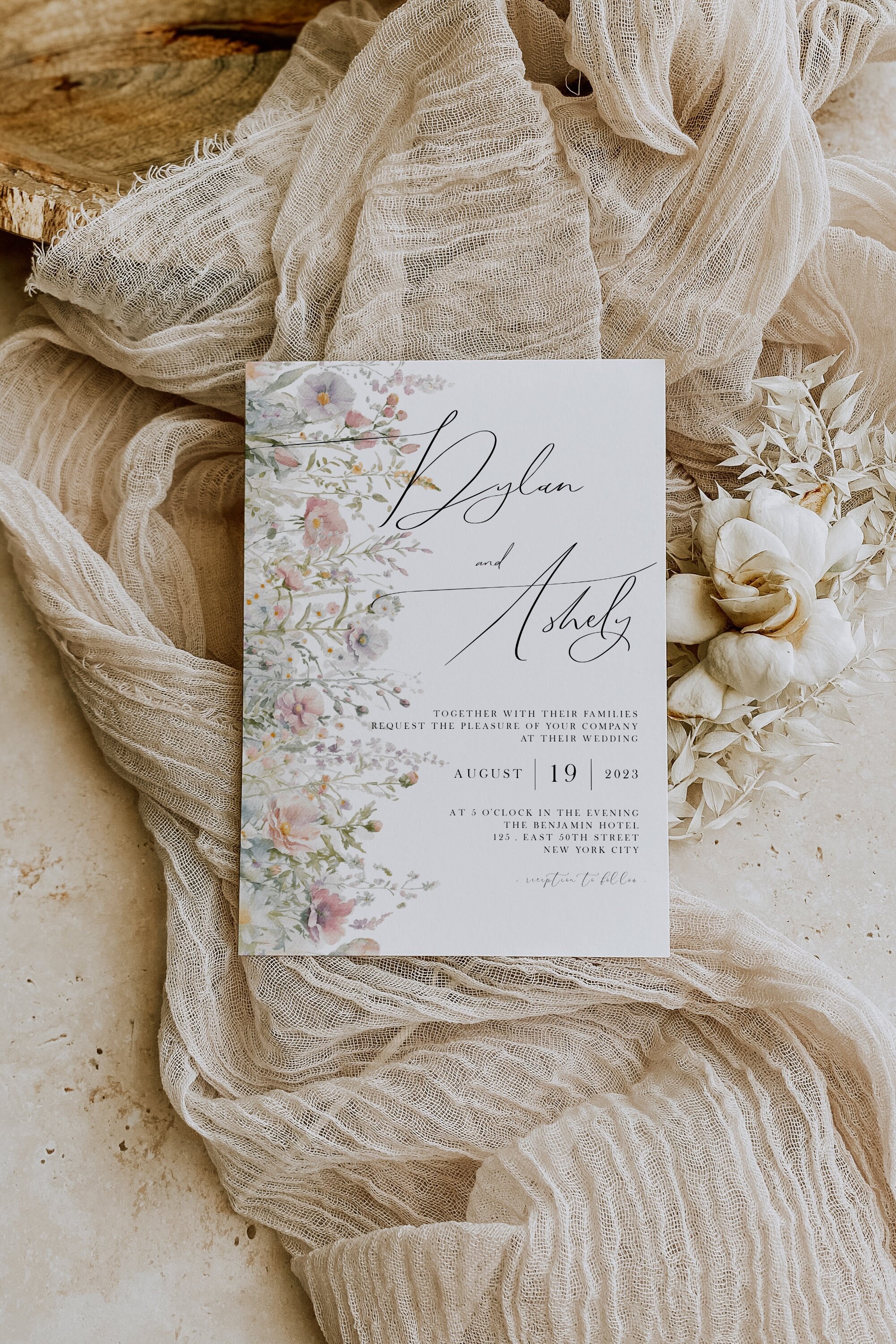 BLOOM Menu Template Wildflowers Wedding Menu Floral Bridal Shower Menu