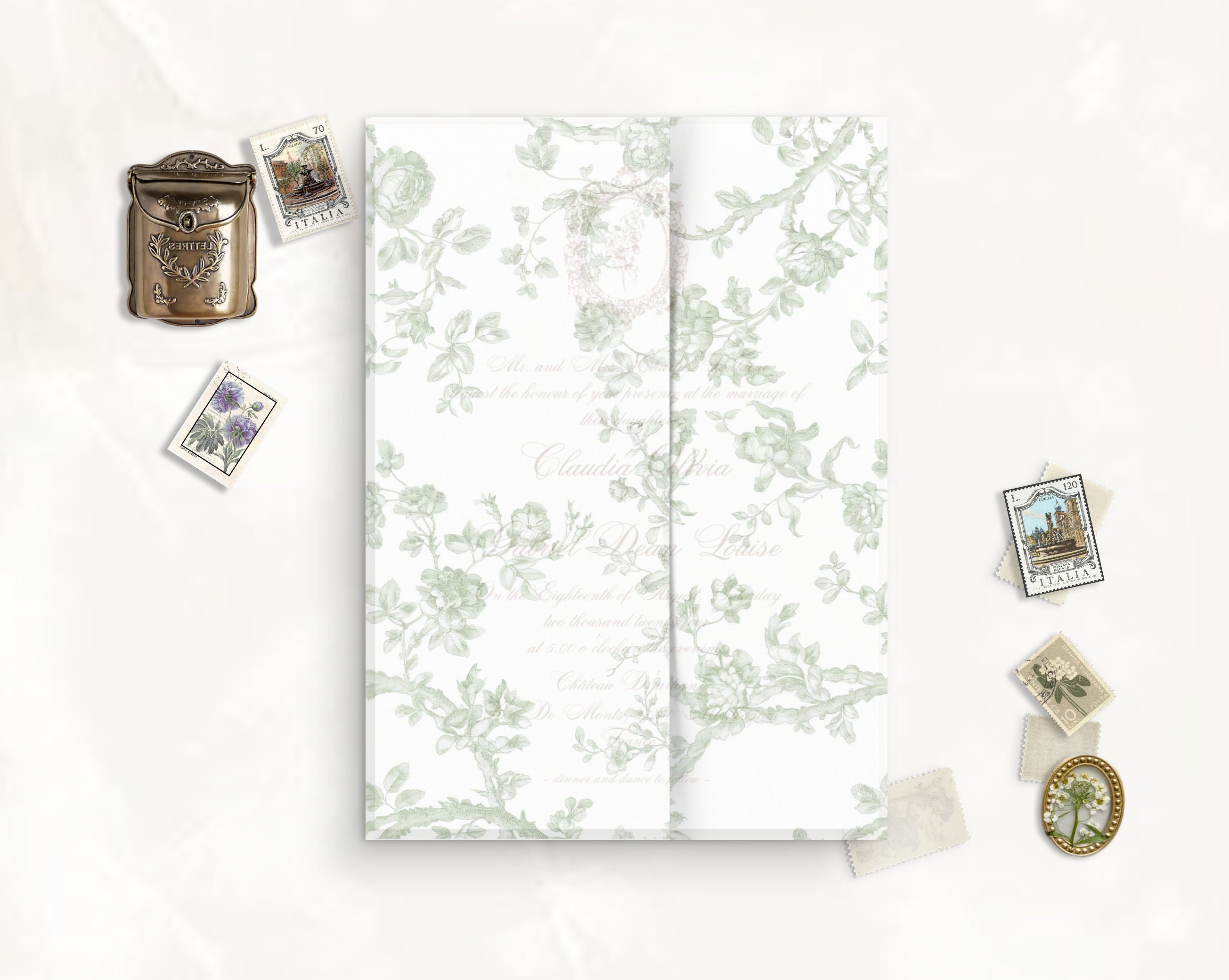 Printable Vellum Wrap for Wedding Invitation Card, Fine Art Vellum ...