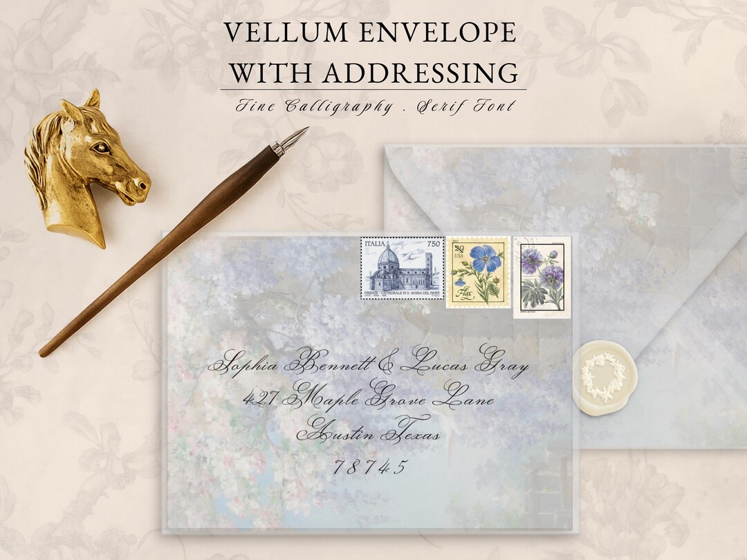 Vellum Envelope With Addressing, Calligraphy Addressing, Custom Vellum ...