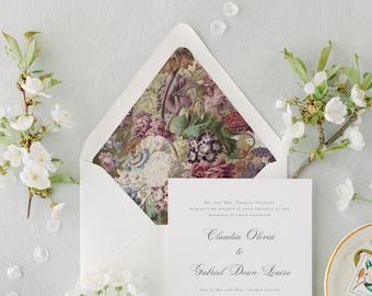 Pre-cut Floral Envelope Liner, Floral wedding liner, Envelope insert, Rose envelope liner, Ready cut envelope liner, Bloom