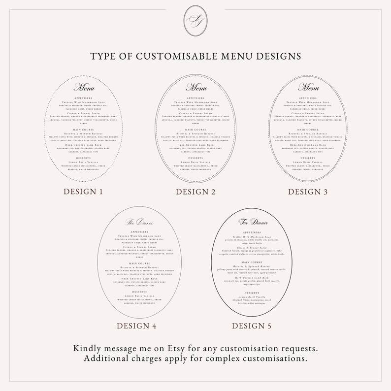 Letterpress Menu, Custom Menu, Oval Menu, Wedding Menu, Letterpress ...