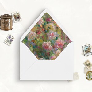 Vintage Pink Roses Printable Envelope Liner, A7, Euro Flap, Square Flap, 6.5 Square, A6, 5.75 Square, 4 Bar, A2 for 5x7 Invitation Card