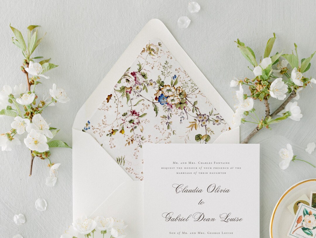 Vintage Floral 5 Envelope Liner, Printed Liner, Floral Wedding Liner ...
