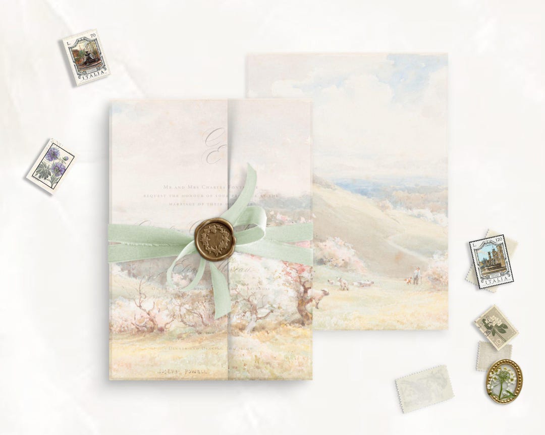 Pre Cut Spring Promise Pre-cut Spring Art Vellum Wrap for Wedding Invitation Card, Wedding ...