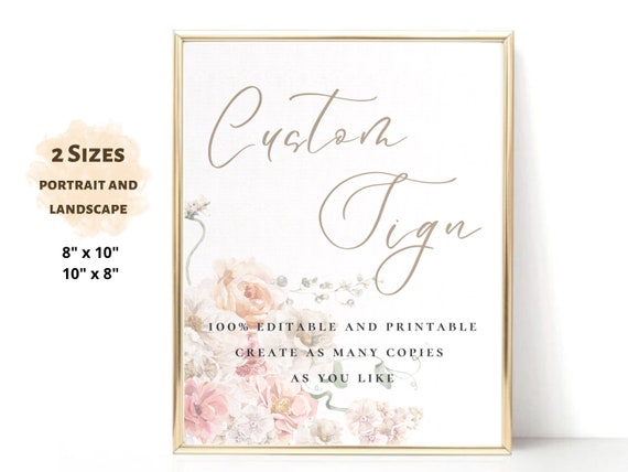 AURORA Flower Custom Printable Sign Diy Personalized Sign - Etsy