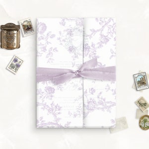 Papier vélin imprimable pour carte d'invitation de mariage, vélin beaux-arts, papeterie de mariage français vintage, toile lilas, veste en vélin