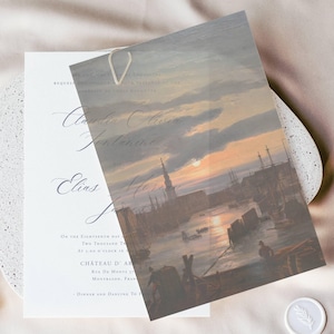 Harbor by Moonlight Vellum Overlay, Moonlight Wedding Invitation Vellum, Nautical Vellum Wrap for Invitations, Night Sky Vellum Jacket