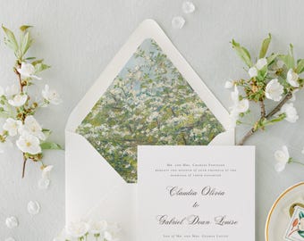 Printed Envelope Liner, Willow envelope liner, Euro flap envelope liner, A6 envelope liner, 5x7 Envelope liner, Botanical envelope liner