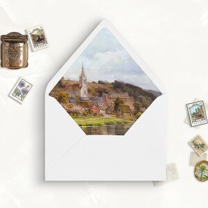 Chapel by the river Printable Envelope Liner, A7, Euro Flap, Square Flap, 6.5 Square, A6, 5.75 Square, 4 Bar, A2 for 5x7 Invitation Card
