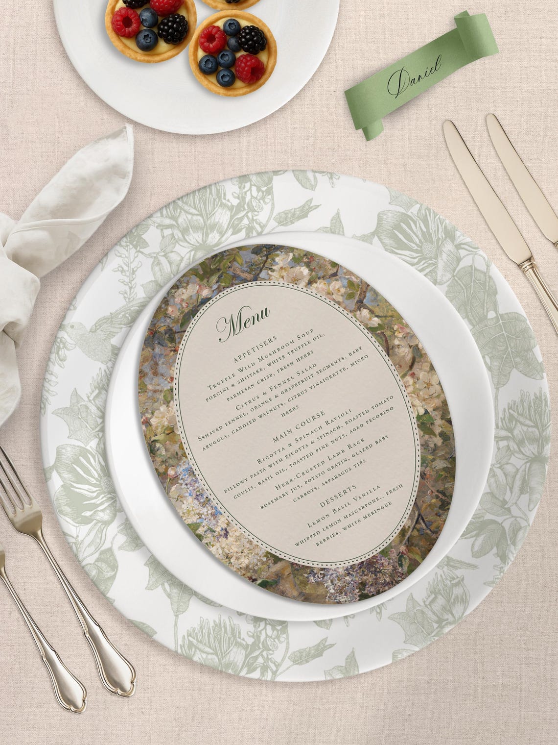 Letterpress Menu, Printed Menu, Oval Menu, Wedding Menu, Custom Menu ...