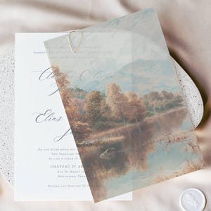 Herbst Fluss Pergament Overlay für Hochzeitseinladungskarte, vorgeschnittenes 13x18 Pergament, Vintage Pergament, Hochzeitspapeterie, Pergamentjacke