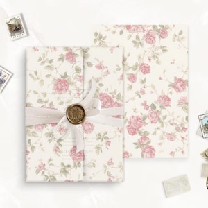Wrap vélin floral victorien prédécoupé pour carte d'invitation de mariage, invitation 5 x 7, vélin beaux-arts, papeterie de mariage vintage, veste en vélin