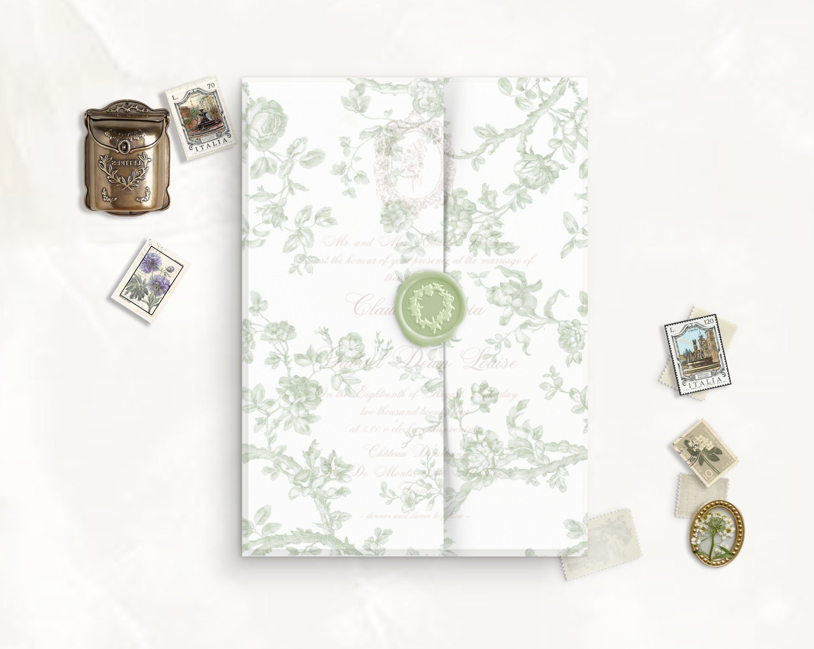 Printable Vellum Wrap for Wedding Invitation Card, Fine Art Vellum ...