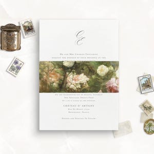 Afdrukbare buikbanden voor bruiloftuitnodigingskaart, Floral Serenity, buikbanden voor uitnodigingssuite, vintage bruiloftsbriefpapier