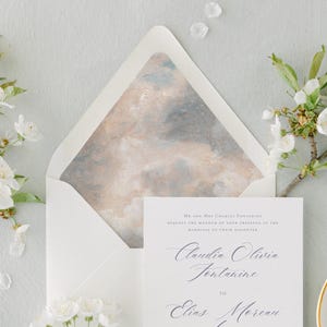 Forro de casamento em nuvem, forro de envelope em céu, forro azul suave impresso, forro de envelope A7, forro com aba europeia, encarte de envelope, cartão de casamento azul