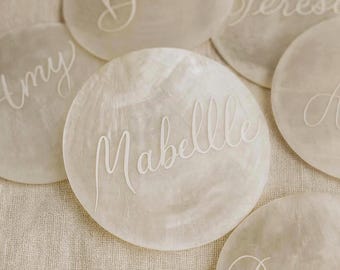 Capiz Shell Place Card, Wedding place card, Wedding decor, Wedding favors