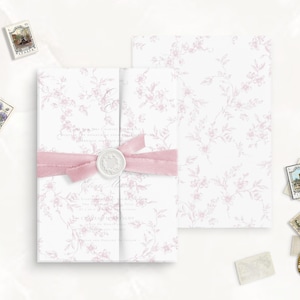 Carta chinoiseries rosa francese pretagliata, carta velina per matrimonio, invito 5x7, carta velina fine art, cancelleria vintage per matrimonio, copertina in carta velina