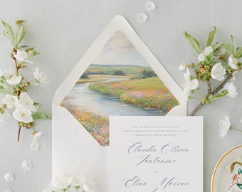 Pre-cut Summer Meadow Envelope Liner, Precut Envelope Liner, Ready Cut Envelope Liners, Envelope lining paper