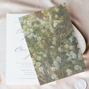 Sobreposição de velino de rosas francesas para convite de casamento, velino 5x7, velino de belas artes, papelaria de casamento vintage, jaqueta de velino