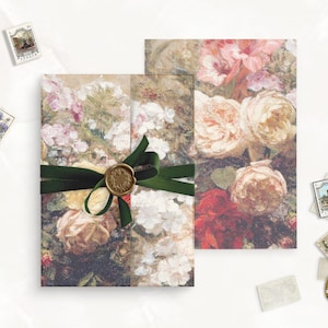 Pre-cut Vase of Flowers Vellum Wrap for wedding invitation card, 5x7 invite, fine art vellum, vintage wedding stationery, vellum jacket