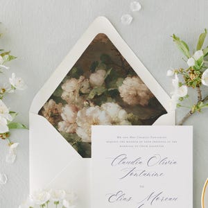 Forro para invitación de boda, forro floral, forro estampado Roseboom, tarjeta de invitación floral, forro precortado para boda, forro para sobre, forro de rosas