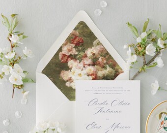 Pre-cut Floral Envelope Liner, Precut envelope liner, Custom envelope liner, Lined envelope, Vase in garden