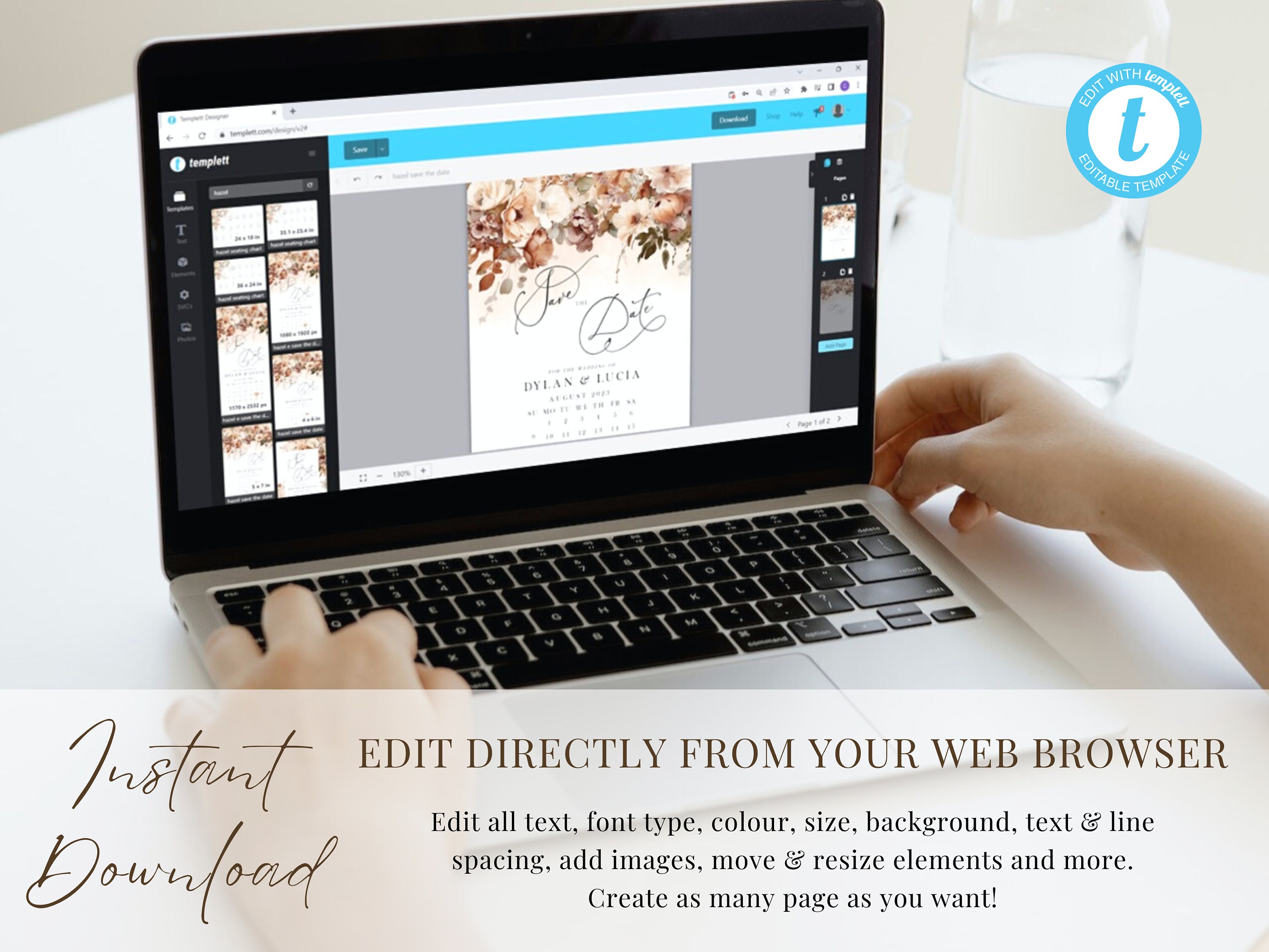 BLOOM Menu Template Wildflowers Wedding Menu Floral Bridal Shower Menu