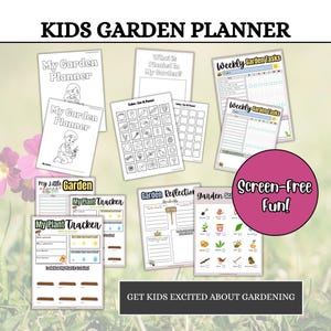 Afdrukbare kindertuinplanner | Tuinboek voor kinderen | Interactieve plantentracker | Thuisonderwijs Natuur Leren | Digitale download