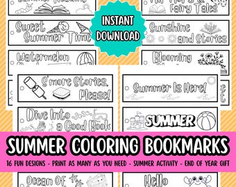 Summer Coloring Bookmarks for Kids: Printable Classroom Activity (Digital Download)