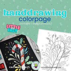Página para colorir de bengala de doce para imprimir, arte natalina para momentos em família, atividade divertida para crianças, terapia de saúde para adultos, baixar artesanato festivo em jpg