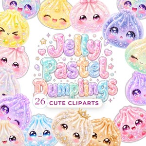 Glitter Dumpling PNG Bundle, Cute Kawaii Food Clipart, Rainbow Squishy Bao Bun Graphics, 26 PNG & JPG, Commercial Use