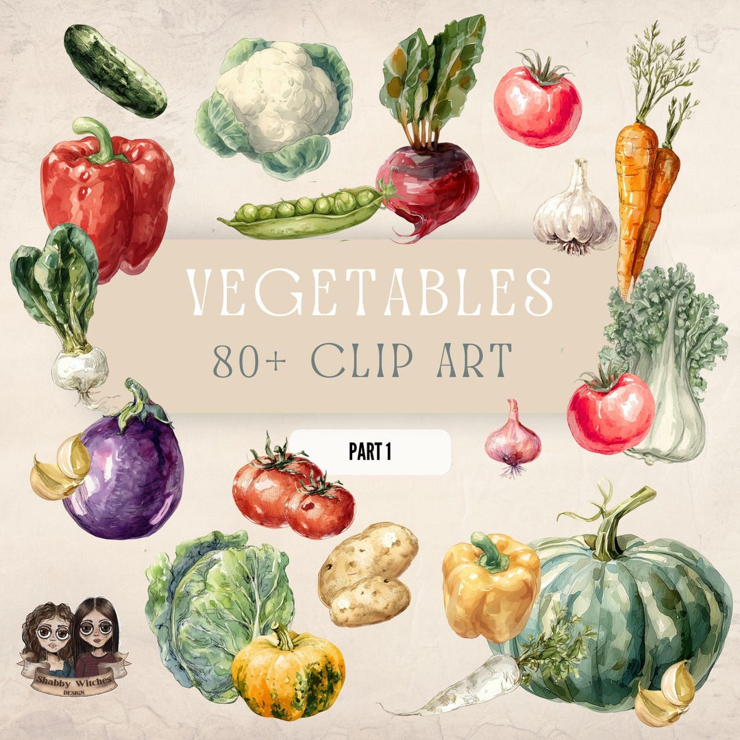 Watercolor Vegetable Clipart Bundle, Veggie PNG Collection, Farm Fresh ...