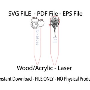 DIGITAL DOWNLOAD -Adorable Vegetable and Herb Garden Stakes - Laser Cutting File ONLY - No Physical Product will be Sent - D I Y