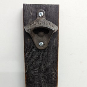 Whiskey Barrel Stave bottle opener with Magnetic catcher